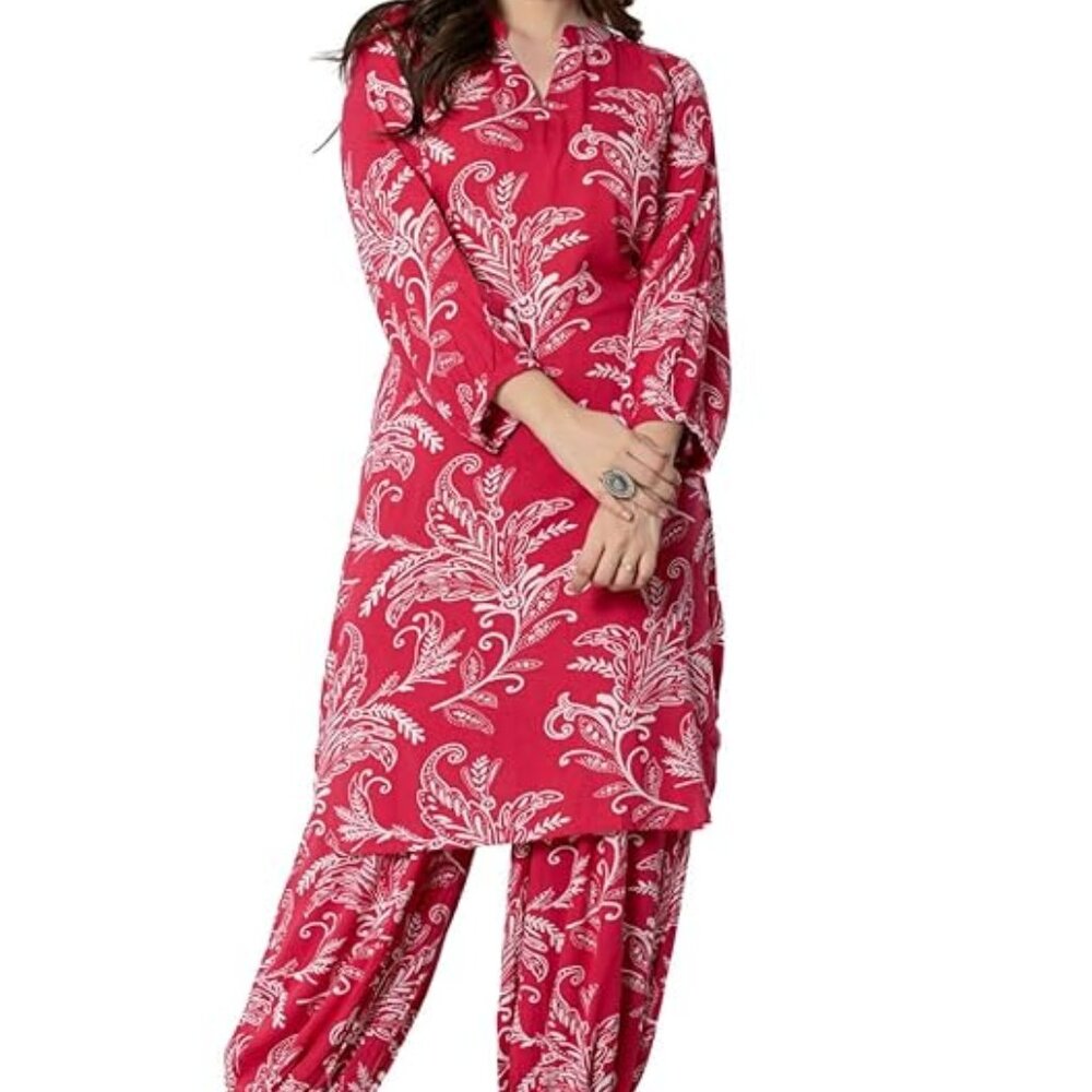 Pure Cotton Printed Straight Kurta Set with Palazzo Pants